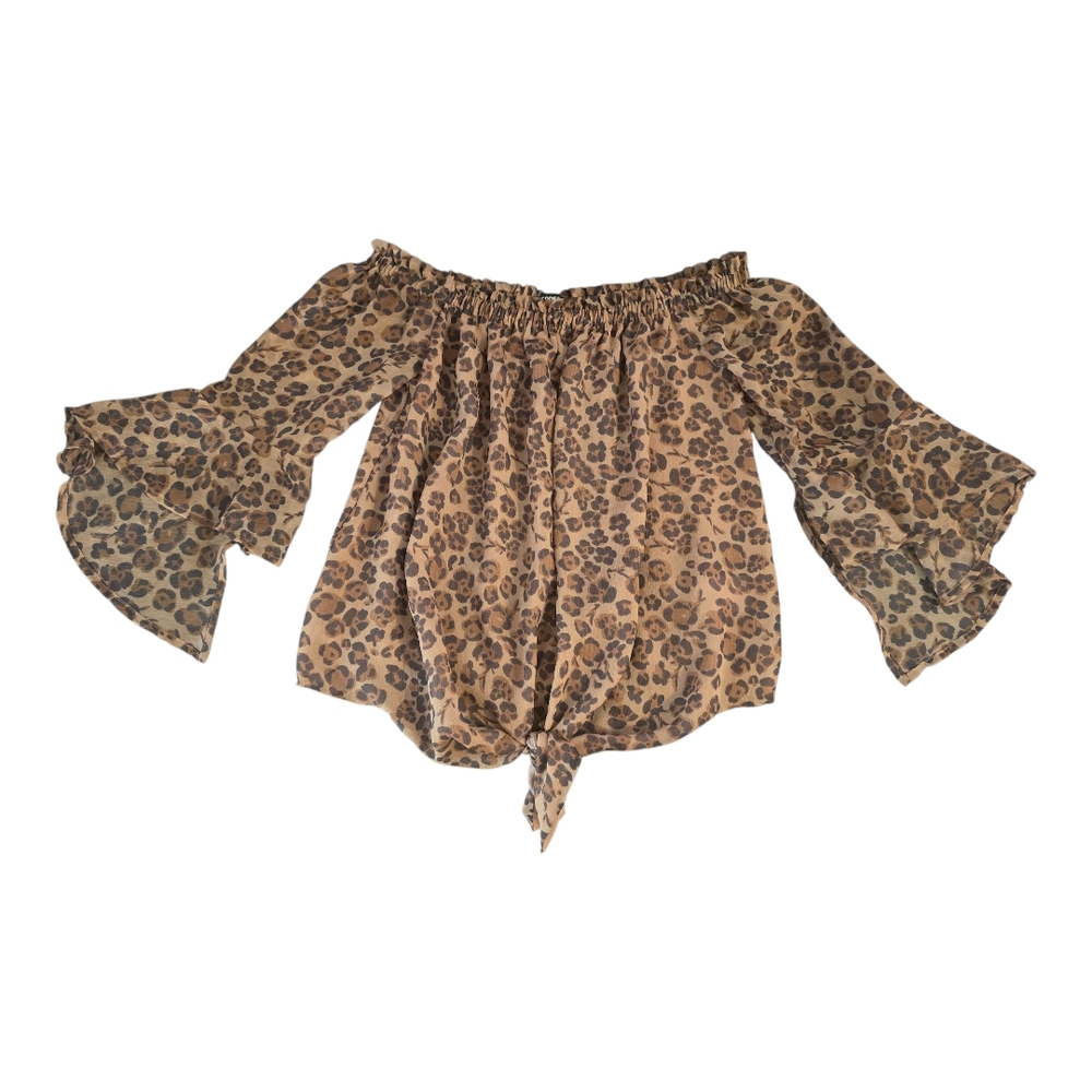 Express Leopard Print Off-Shoulder Blouse